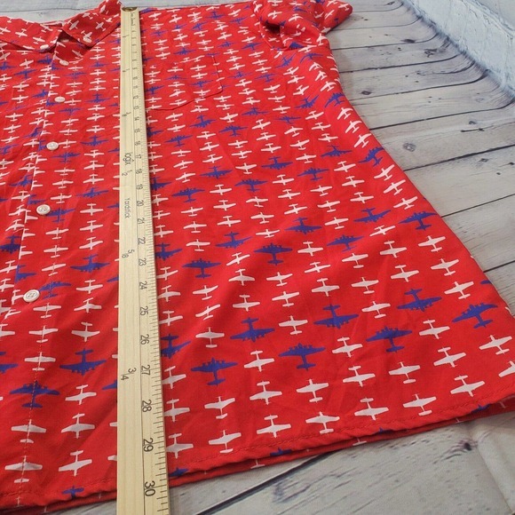 Sporty's Wright Bros 2XL Short Sleeve Button Down Shirt Airplanes Red Flying - Picture 9 of 9